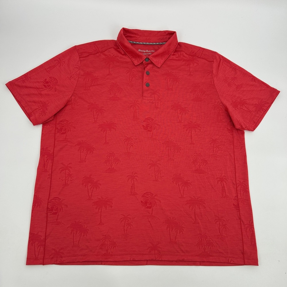 Tommy Bahama IslandZone Shirt Men's XXXL 3XL Red Palm Tree Print Polo